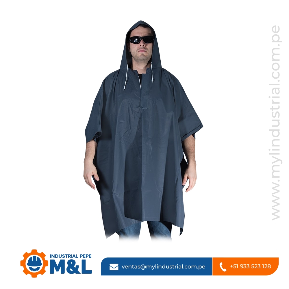 Poncho de Protección PVC Liviano Azul - Indumentaria Impermeable para Trabajo Industrial