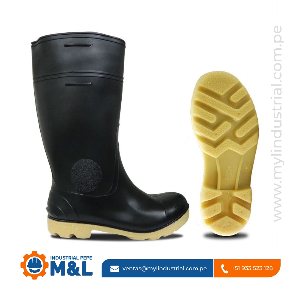 Bota Segusa de PVC con Puntera de Acero: Calzado de Seguridad Industrial con Suela Amarilla