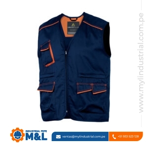 Chaleco de Trabajo Delta Plus M6GIL - Indumentaria Multibolsillo Azul Marino/Naranja