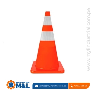 Cono de Seguridad PVC 28” Naranja con 2 Cintas Reflectivas