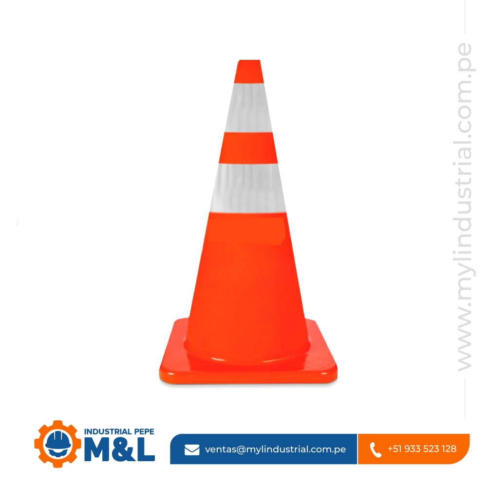Cono de Seguridad PVC 28” Naranja con 2 Cintas Reflectivas