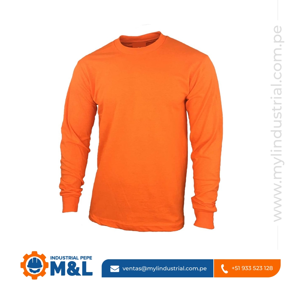 Polo de Algodón 30/1 Naranja Manga Larga - Indumentaria de Alta Visibilidad y Protección