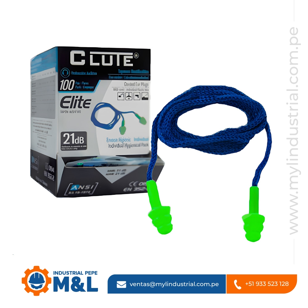 Tapones de Oído Clute Elite con Cordón - Protección Auditiva 21 dB