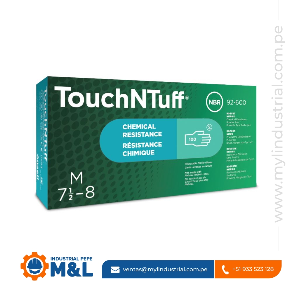 Guante Desechable Ansell TouchNTuff 92-600 de Nitrilo Sin Polvo