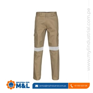 Pantalón de Seguridad Drill Beige - Indumentaria Industrial con Cinta Reflectiva